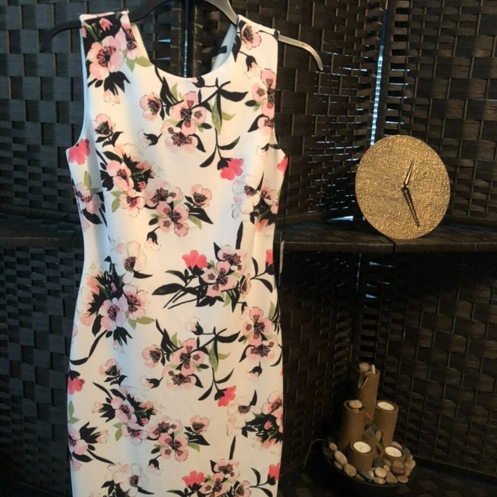 Tommy Hilfiger White Floral Dress with Pink Flowers